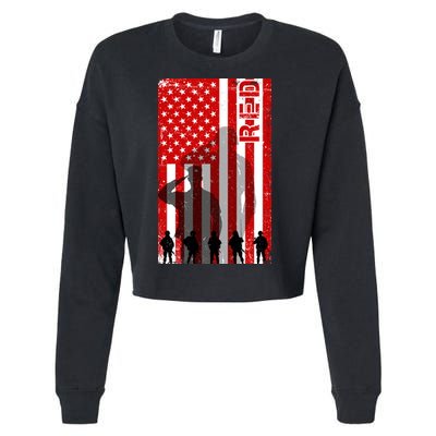 RED Remeber Everyone Deployed Support Military Troops Cropped Pullover Crew