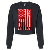 RED Remeber Everyone Deployed Support Military Troops Cropped Pullover Crew