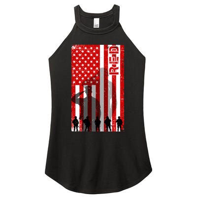 RED Remeber Everyone Deployed Support Military Troops Women's Perfect Tri Rocker Tank