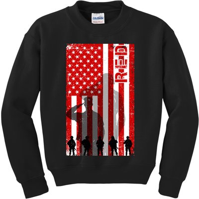 RED Remeber Everyone Deployed Support Military Troops Kids Sweatshirt