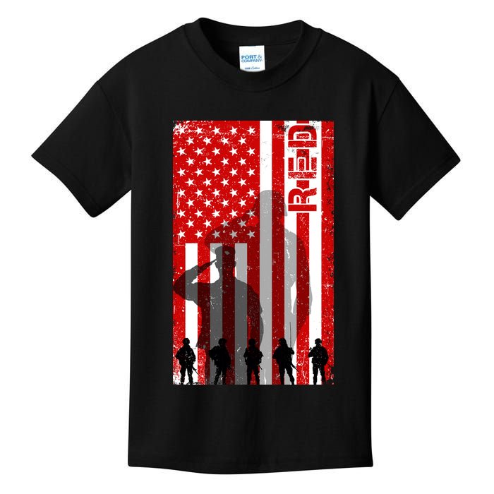 RED Remeber Everyone Deployed Support Military Troops Kids T-Shirt