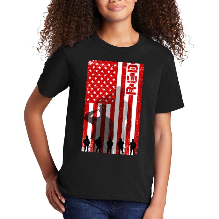 RED Remeber Everyone Deployed Support Military Troops Kids T-Shirt