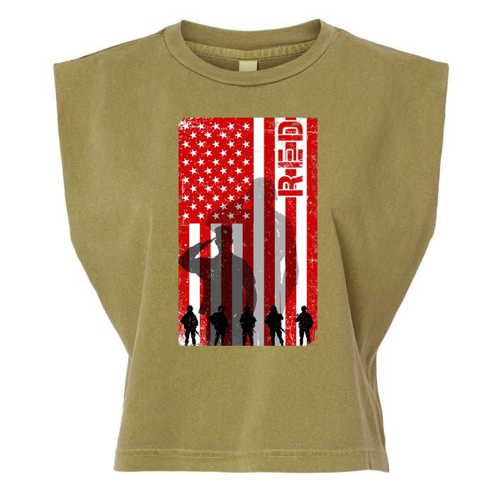 RED Remeber Everyone Deployed Support Military Troops Garment-Dyed Women's Muscle Tee