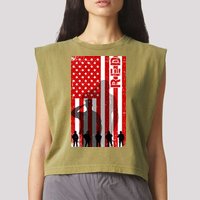 RED Remeber Everyone Deployed Support Military Troops Garment-Dyed Women's Muscle Tee