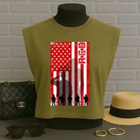 RED Remeber Everyone Deployed Support Military Troops Garment-Dyed Women's Muscle Tee