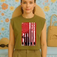 RED Remeber Everyone Deployed Support Military Troops Garment-Dyed Women's Muscle Tee