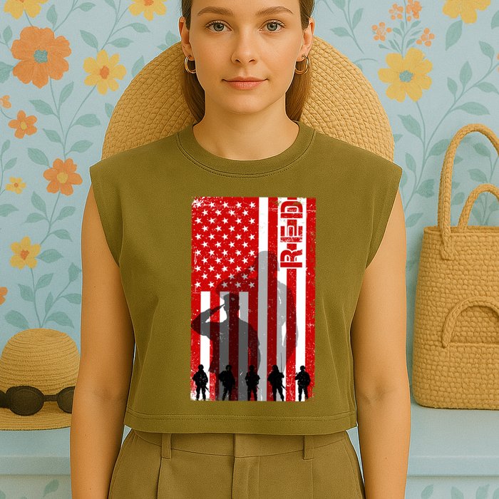 RED Remeber Everyone Deployed Support Military Troops Garment-Dyed Women's Muscle Tee