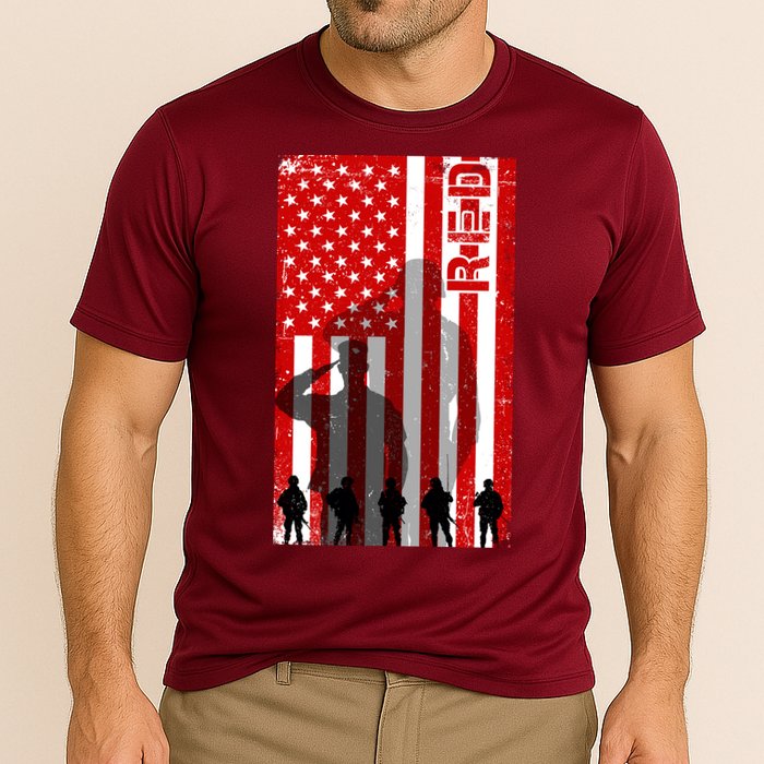 RED Remeber Everyone Deployed Support Military Troops Performance Shirt