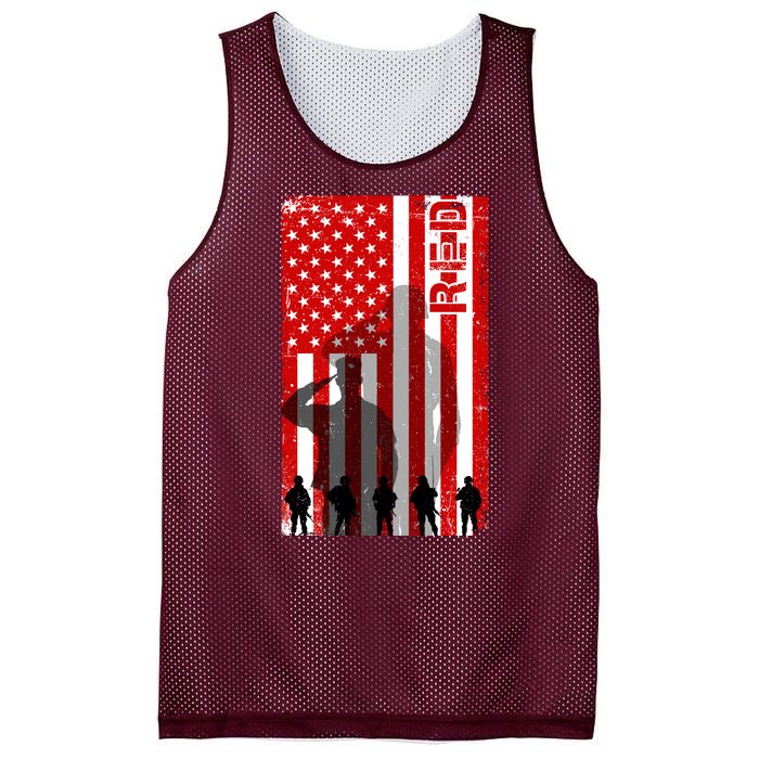 RED Remeber Everyone Deployed Support Military Troops Mesh Reversible Basketball Jersey Tank