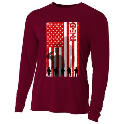 RED Remeber Everyone Deployed Support Military Troops Cooling Performance Long Sleeve Crew