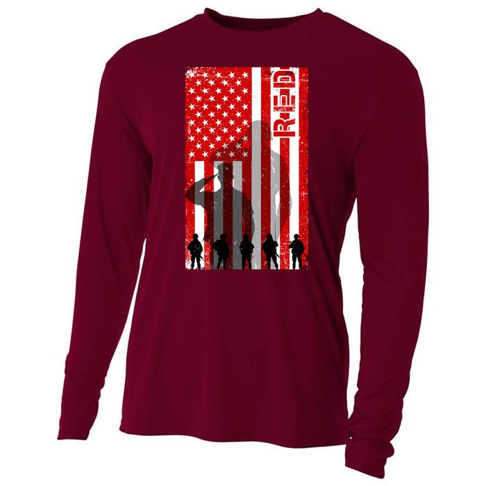 RED Remeber Everyone Deployed Support Military Troops Cooling Performance Long Sleeve Crew