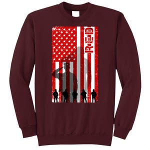 RED Remeber Everyone Deployed Support Military Troops Tall Sweatshirt