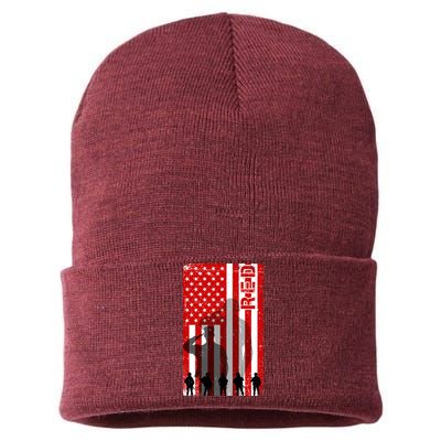 RED Remeber Everyone Deployed Support Military Troops Sustainable Knit Beanie