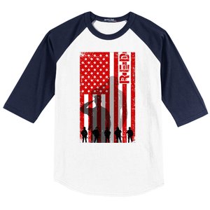 RED Remeber Everyone Deployed Support Military Troops Baseball Sleeve Shirt