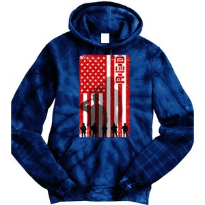 RED Remeber Everyone Deployed Support Military Troops Tie Dye Hoodie