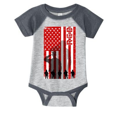 RED Remeber Everyone Deployed Support Military Troops Infant Baby Jersey Bodysuit
