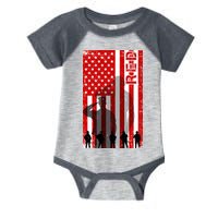 RED Remeber Everyone Deployed Support Military Troops Infant Baby Jersey Bodysuit