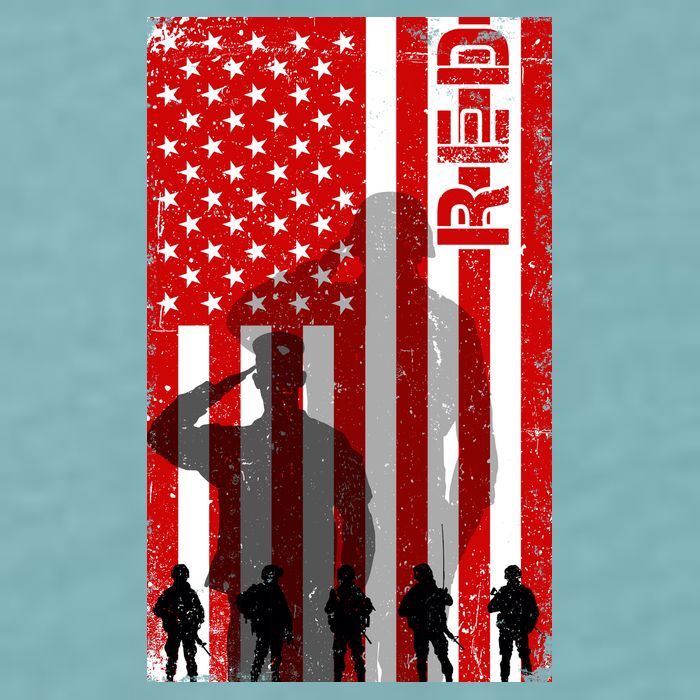 RED Remeber Everyone Deployed Support Military Troops Sueded Cloud Jersey T-Shirt