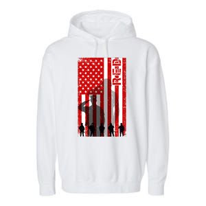 RED Remeber Everyone Deployed Support Military Troops Garment-Dyed Fleece Hoodie