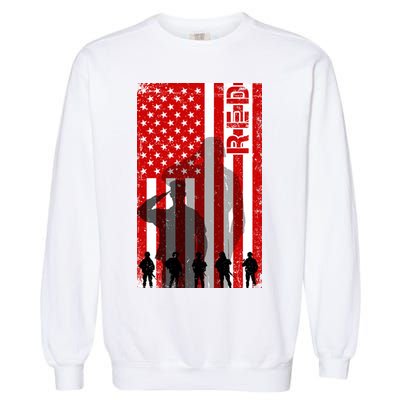 RED Remeber Everyone Deployed Support Military Troops Garment-Dyed Sweatshirt