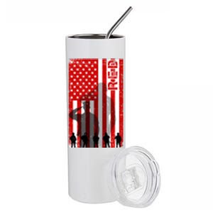 RED Remeber Everyone Deployed Support Military Troops Stainless Steel Tumbler