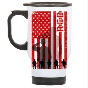 RED Remeber Everyone Deployed Support Military Troops Stainless Steel Travel Mug