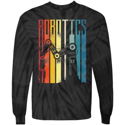 Robot Robotics Engineer Retro Vintage Robotics Tie-Dye Long Sleeve Shirt