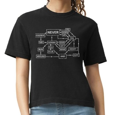 Rick Roll Flowchart Internet Meme Funny 80s Music Nerd Comfort Colors Boxy T-Shirt
