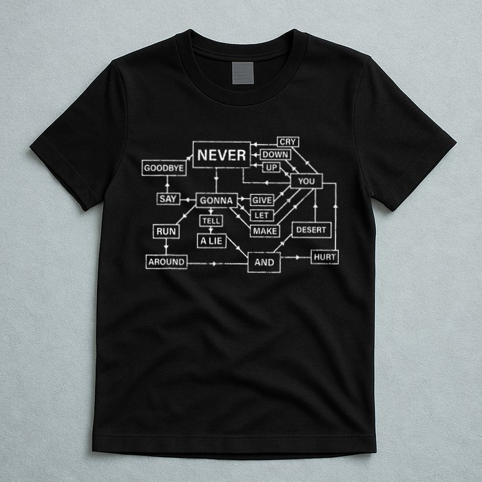 Rick Roll Flowchart Internet Meme Funny 80s Music Nerd T-Shirt
