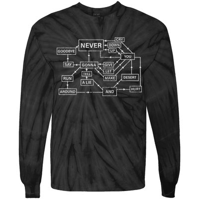 Rick Roll Flowchart Internet Meme Funny 80s Music Nerd Tie-Dye Long Sleeve Shirt