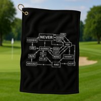 Rick Roll Flowchart Internet Meme Funny 80s Music Nerd Golf Towel