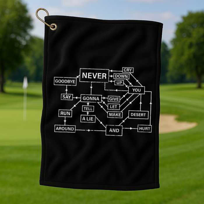 Rick Roll Flowchart Internet Meme Funny 80s Music Nerd Golf Towel