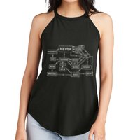 Rick Roll Flowchart Internet Meme Funny 80s Music Nerd Women's Perfect Tri Rocker Tank