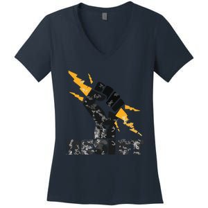 Resist | Resist Fist And Equal Right Women's V-Neck T-Shirt