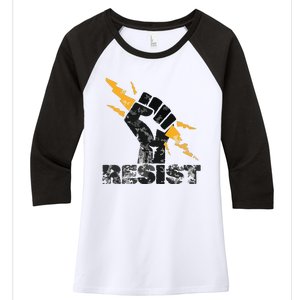 Resist | Resist Fist And Equal Right Women's Tri-Blend 3/4-Sleeve Raglan Shirt