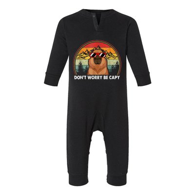 Retro Rodent Funny Capybara Dont Be Worry Be Capy Infant Fleece One Piece