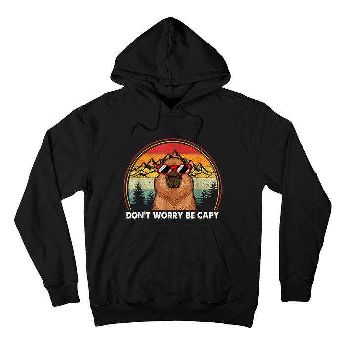 Retro Rodent Funny Capybara Dont Be Worry Be Capy Hoodie