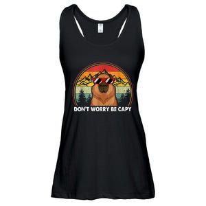 Retro Rodent Funny Capybara Dont Be Worry Be Capy Ladies Essential Flowy Tank