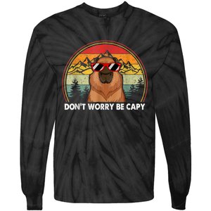 Retro Rodent Funny Capybara Dont Be Worry Be Capy Tie-Dye Long Sleeve Shirt