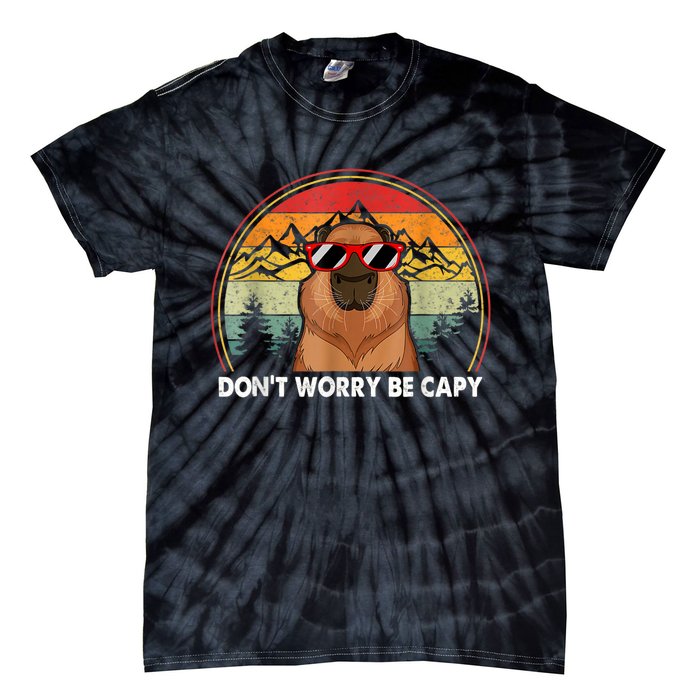 Retro Rodent Funny Capybara Dont Be Worry Be Capy Tie-Dye T-Shirt