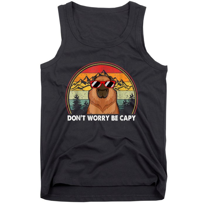 Retro Rodent Funny Capybara Dont Be Worry Be Capy Tank Top