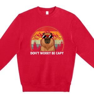 Retro Rodent Funny Capybara Dont Be Worry Be Capy Premium Crewneck Sweatshirt