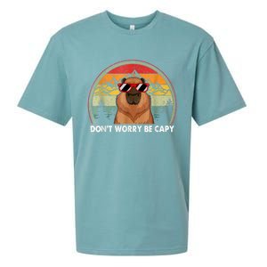 Retro Rodent Funny Capybara Dont Be Worry Be Capy Sueded Cloud Jersey T-Shirt