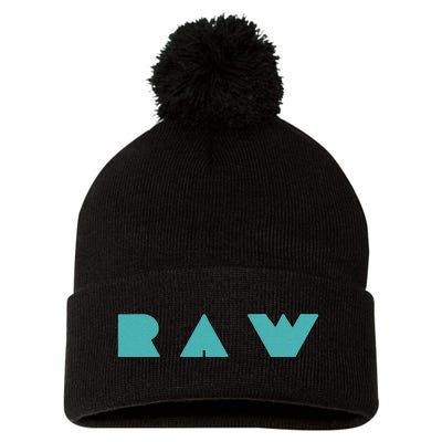 Raw Raw Foods Vegan Vegetarian Pom Pom 12in Knit Beanie