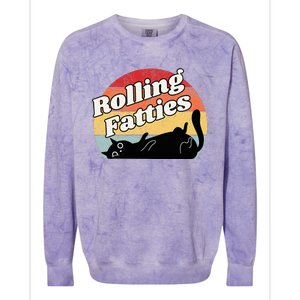 Retro Rolling Fatties Cat Funny Cat Colorblast Crewneck Sweatshirt