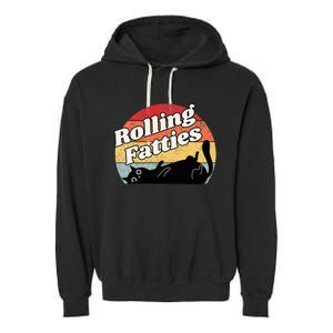 Retro Rolling Fatties Cat Funny Cat Garment-Dyed Fleece Hoodie