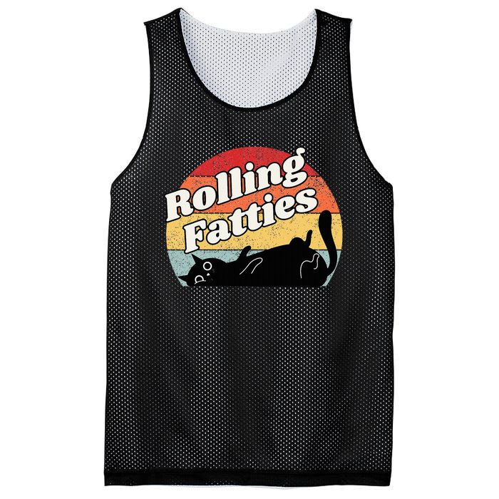 Retro Rolling Fatties Cat Funny Cat Mesh Reversible Basketball Jersey Tank