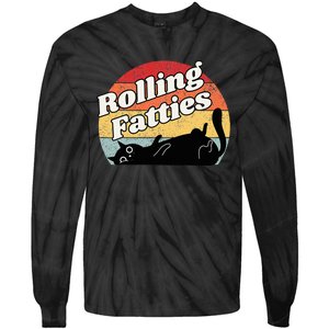 Retro Rolling Fatties Cat Funny Cat Tie-Dye Long Sleeve Shirt