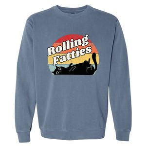 Retro Rolling Fatties Cat Funny Cat Garment-Dyed Sweatshirt