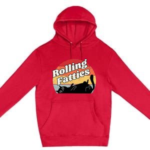 Retro Rolling Fatties Cat Funny Cat Premium Pullover Hoodie